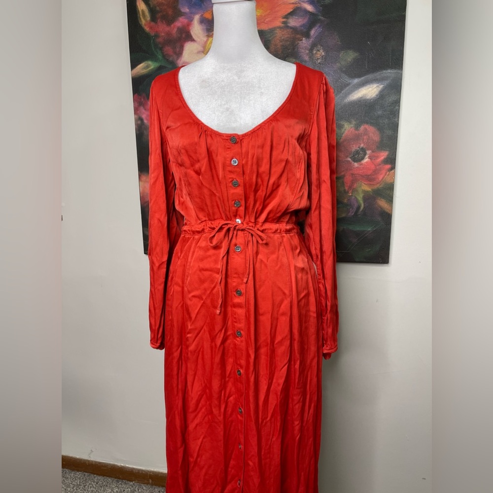 Raquel Allegra Red Silk Midi Dress Sz 2 US 8-10 Quiet Luxury Retail 495 - Picture 3 of 12